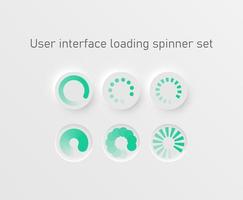 White and green circular loading bar set vector