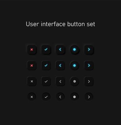 Black user interface button set 