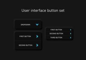 Very high detailed black user interface button set vector