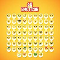 Yellow egg emoticon set vector