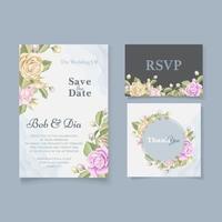 Save the date and RSVP rose frame set vector