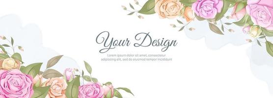 Watercolor rose wedding banner vector