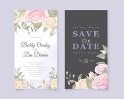 Gray and white wedding save the date with roses