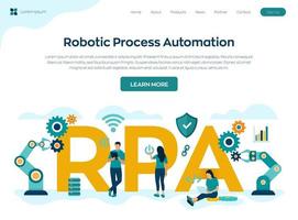 Robotic process automation technology landing page vector