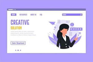 Creative solution landing page vector