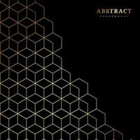Gold hexagons pattern on black vector