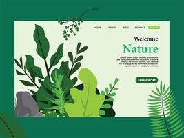 Nature landing page template design vector