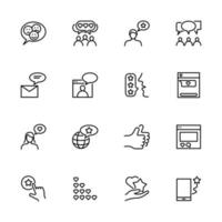 Feedback, testimony and review related line icon set vector