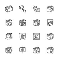 Line icon set related to product or goods treatment. vector