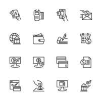 Payment methods related line icon set.  vector