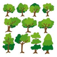 Flat tree icon set.  vector