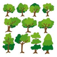 Conjunto de iconos de árbol plano. vector