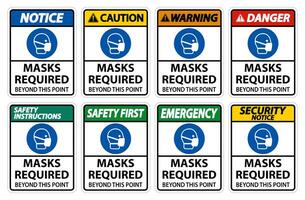 Masks Required Beyond This Point Sign set vector