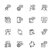 Translate, language or conversation line icon set. vector