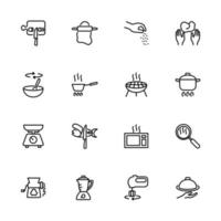 Cooking activity or cooking process line icon set vector