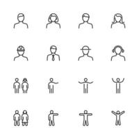 personas, humanos, stick man, avatar line icon set. vector