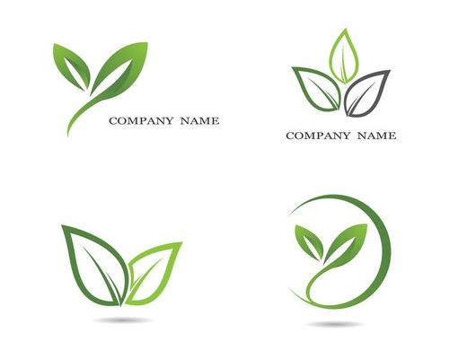 Ecology green leaf icon set