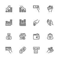 Money and payment icon set vector