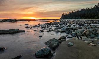 Rocky shore during sunset photo