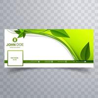 Abstract green leaves wave social media background vector