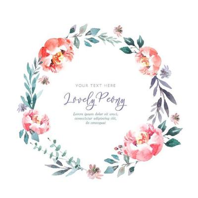 Lovely Watercolor Peony Wreath