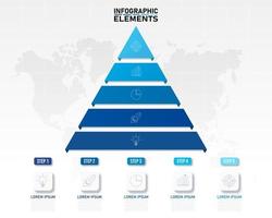 Blue pyramid chart for infographics and presentations