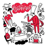 Hand drawn people in restaurant collection vector