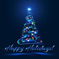 Glowing swirl colorful Xmas tree vector
