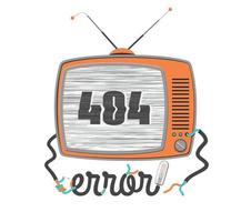 404 error old tv with glitch screen vector