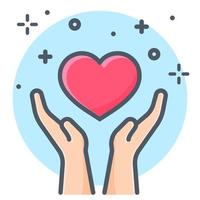 Hand holding a heart icon vector