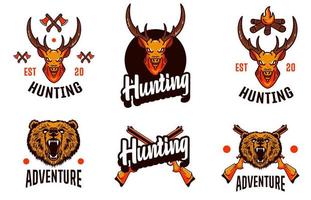 Set of Deer Hunting Logos  vector