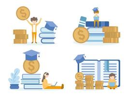 Students Learning and Investing in Online Education Courses vector