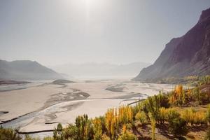 View of the Indus River flowing through the Katpana desert  photo