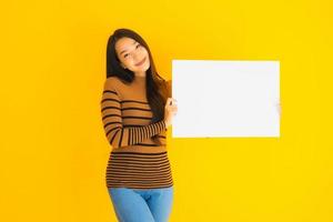 Woman holding poster photo