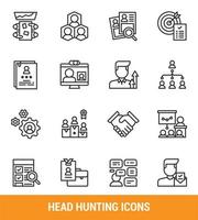 Head hunting line icon set vector