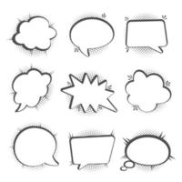 Speech bubbles with halftone shadows vector