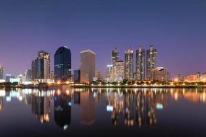 Bangkok business district at dusk photo