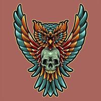 Owl and skull design vector