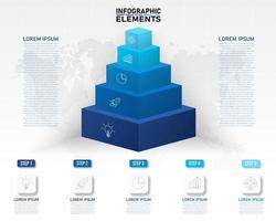 Colorful stacked cube pyramid infographics template