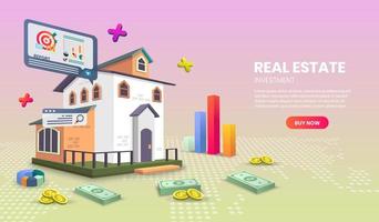 Real estate landing page vector