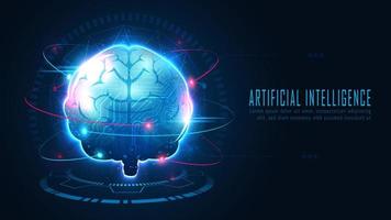 Futuristic AI brain circle with data concept vector