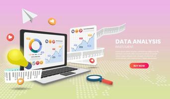 Data analysis concept with colorful elements vector