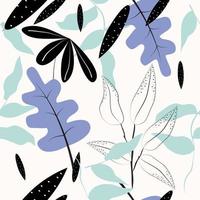 Minimalist flat style leaves and plants seamless pattern  vector