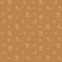 Coffee bean, grinder and flower pot seamless pattern vector