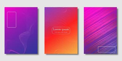 Bright gradient abstract line pattern cover set vector