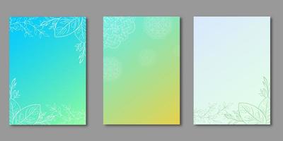 Gradient cover set with floral mandala design vector