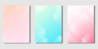 Cover set with transparent rectangle design on pastel gradient vector