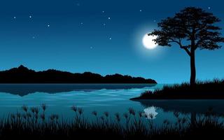 noche tranquila en el río vector