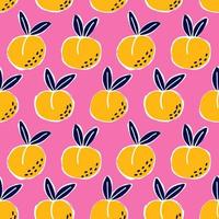 Peach doodle seamless pattern vector