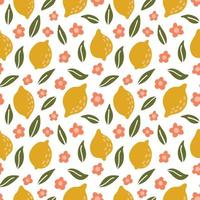 Hand drawn lemon seamless pattern vector